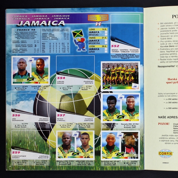 France 98 Panini album with stickers Czech version