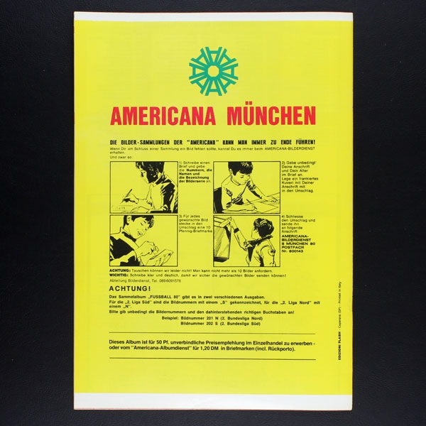Fußball 1980 Nord Americana Sticker Leeralbum