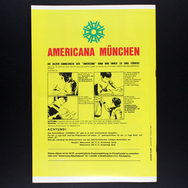 Fußball 1980 Süd Americana Sticker Leeralbum
