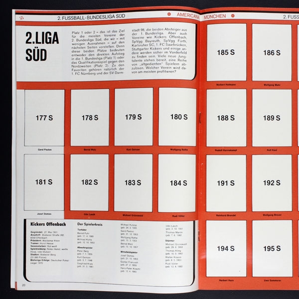 Fußball 1980 Süd Americana Sticker Leeralbum