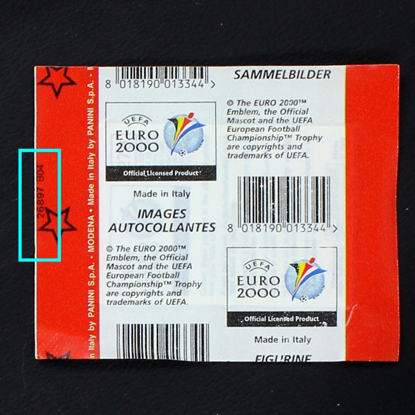 Euro 2000 Panini Sticker bag - star + number