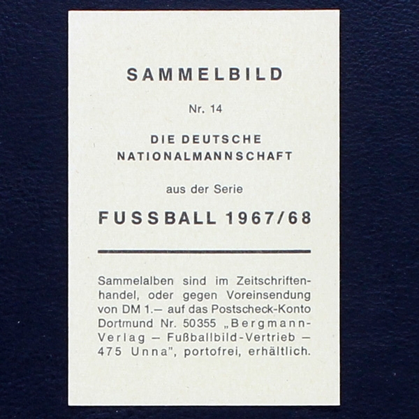 Deutsche Nationalmannschaft Bergmann Card  No. 14 - Fußball 1967