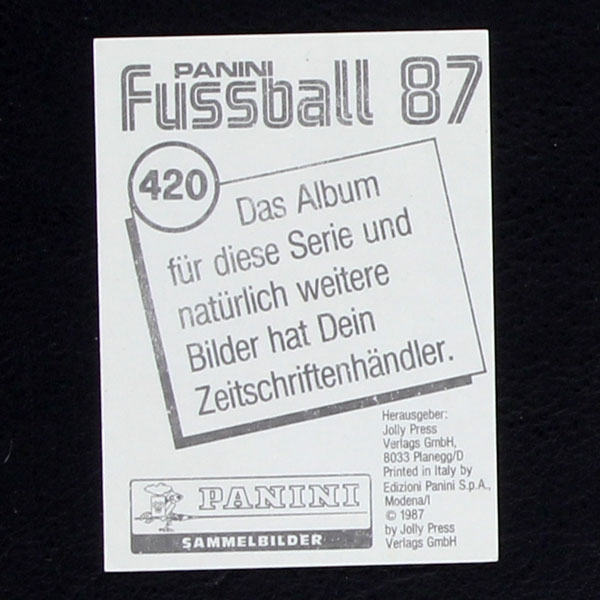 Jorge Valdano Panini Sticker Nr. 420 - Fußball 87