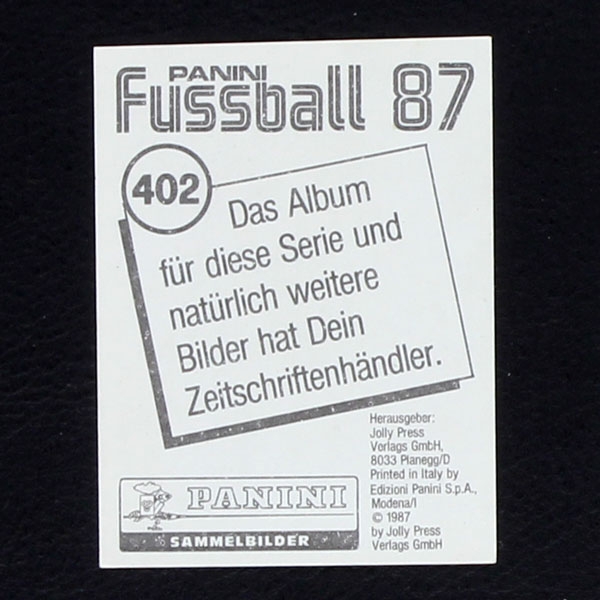 Manuel Amoros Panini Sticker Nr. 402 - Fußball 87