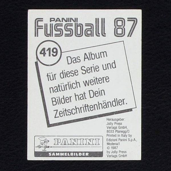Emilio Butragueno Panini Sticker No. 419 - Fußball 87