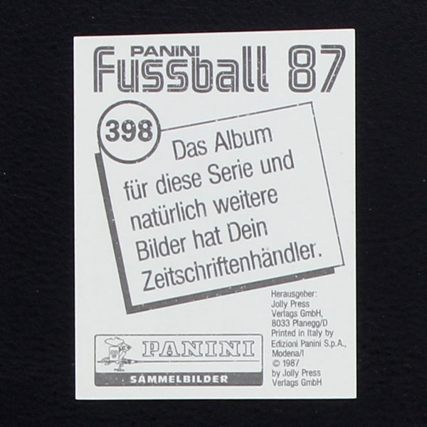 Julio Cesar Panini Sticker No. 398 - Fußball 87