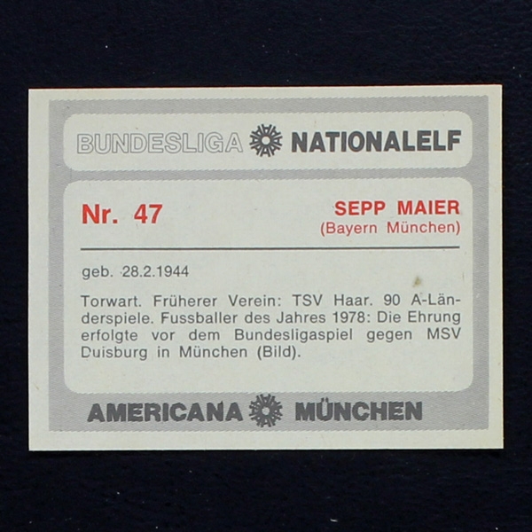 Sepp Maier - Gerd Müller Americana Card No. 47 - Bundesliga Nationalelf 1978