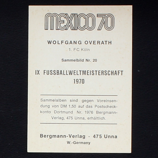 Wolfgang Overath Bergmann Card No. 20 - Mexico 70