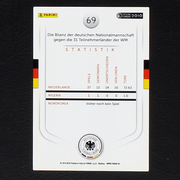 Michael Ballack Panini Trading Card No. 69 - Team Cards 2010