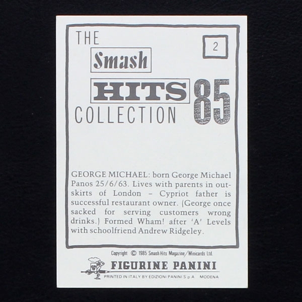 George Michael Panini Sticker No. 2 - Smash Hits 85