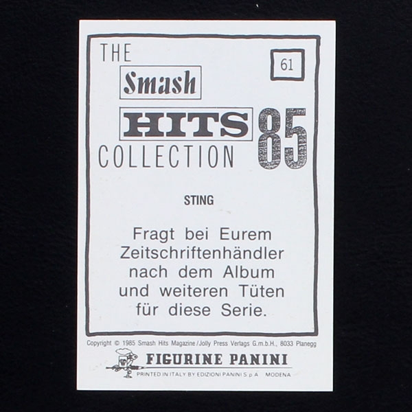 Sting Panini Sticker No. 61 - Smash Hits 85