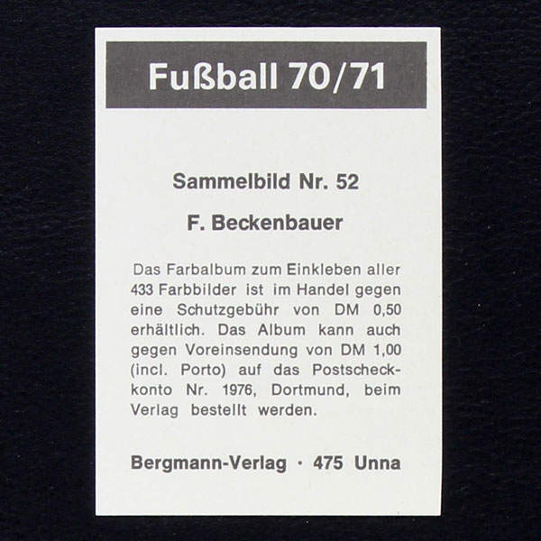 Franz Beckenbauer Bergmann Sticker No. 52 - Fußball 70-71