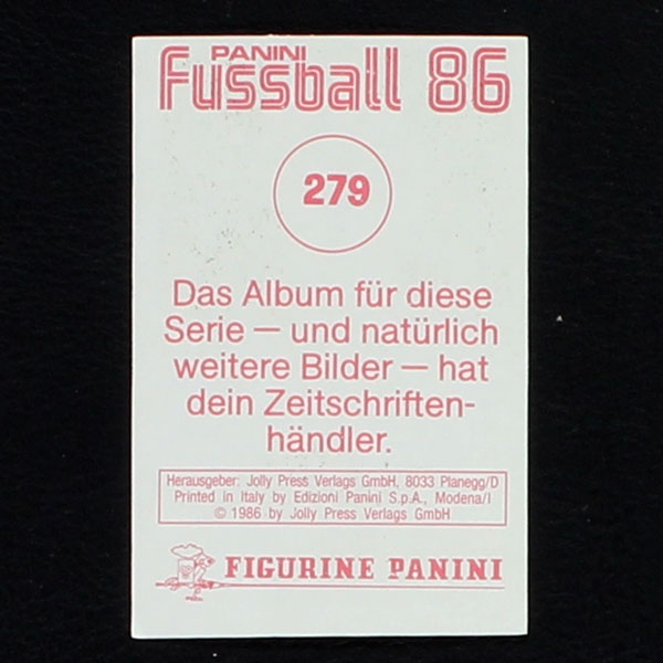 Bernd Förster Panini Sticker No. 279 - Fußball 86