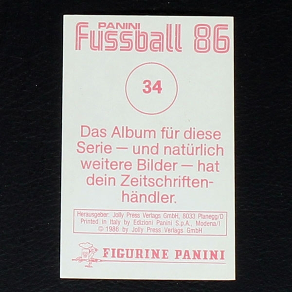 Rudi Völler Panini Sticker No. 34 - Fußball 86