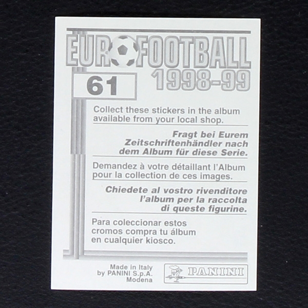 Ciriaco Sforza Panini Sticker No. 61 - Euro Football 1998-99