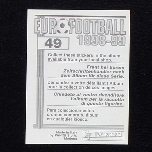 Angelo Peruzzi Panini Sticker No. 49 - Euro Football 1998-99