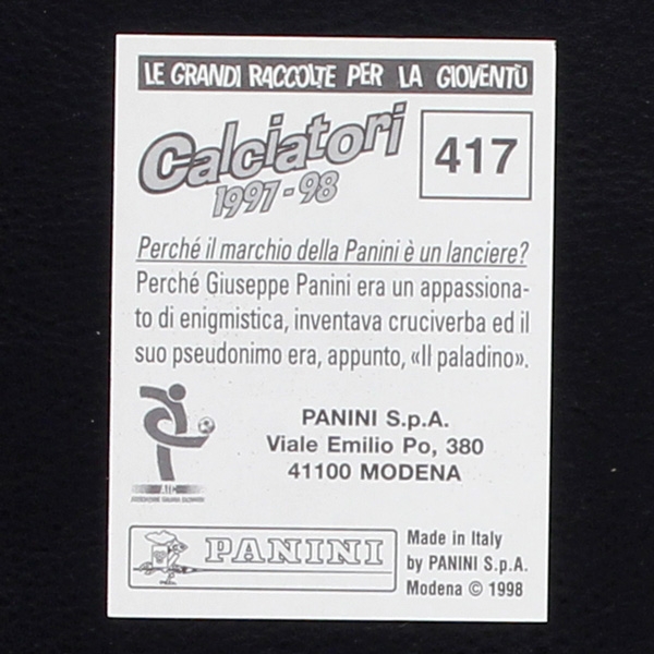 Zinedine Zidane Panini Sticker No. 417 - Calciatori 97