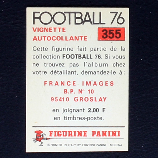 Paul Breitner Panini Sticker No. 355 - Football 76