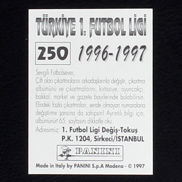 Didier Deschamps Panini Sticker No. 250 - Türkiye 1. Futbol Ligi 1996