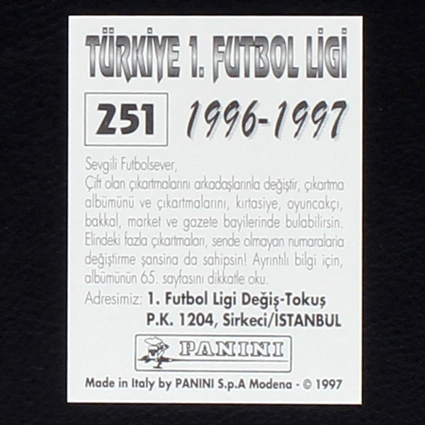 Paul Ince Panini Sticker No. 251 - Türkiye 1. Futbol Ligi 1996