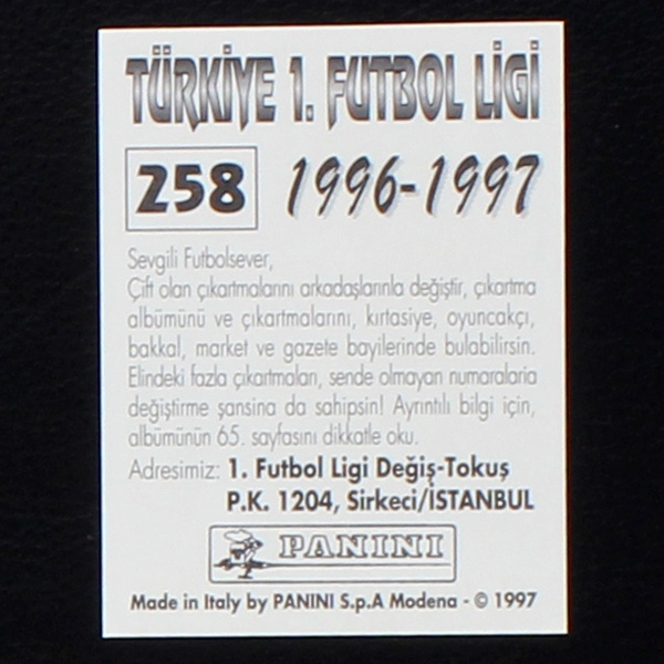 Christian Ziege Panini Sticker No. 258 - Türkiye 1. Futbol Ligi 1996