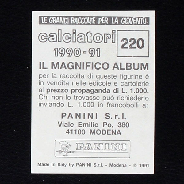 Frank Rijkaard Panini Sticker No. 220 - Calciatori 1990