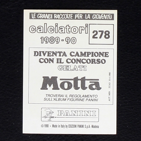 Rudi Völler Panini Sticker No. 278 - Calciatori 1989