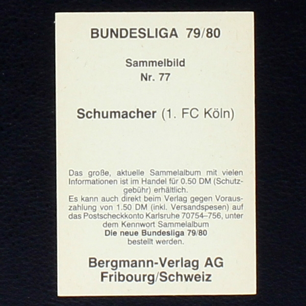 Harald Schumacher Bergmann Sticker No. 77 - Bundesliga 79