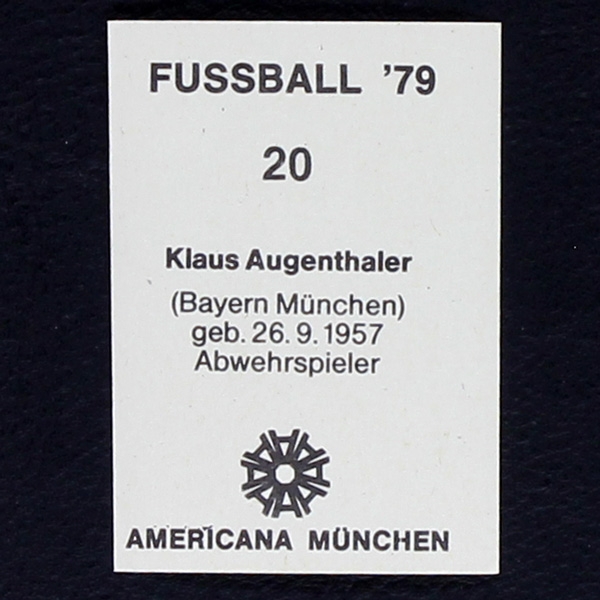 Klaus Augenthaler Americana Sticker No. 20 - Fußball 79