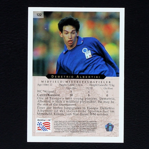 Demetrio Albertini Upper Deck Trading Card No. 122 - USA 94