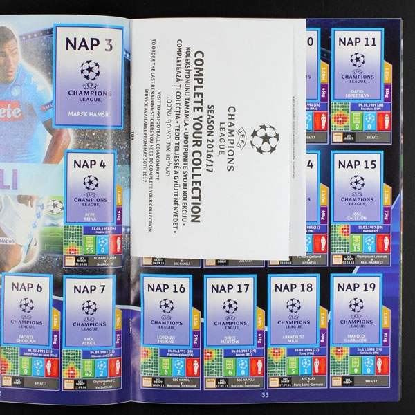 Champions League 2016 Topps Sticker Album komplett