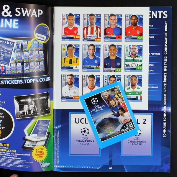 Champions League 2016 Topps Sticker Album komplett