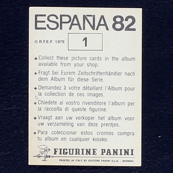 Espana 82 No. 1 Panini sticker world cup badge